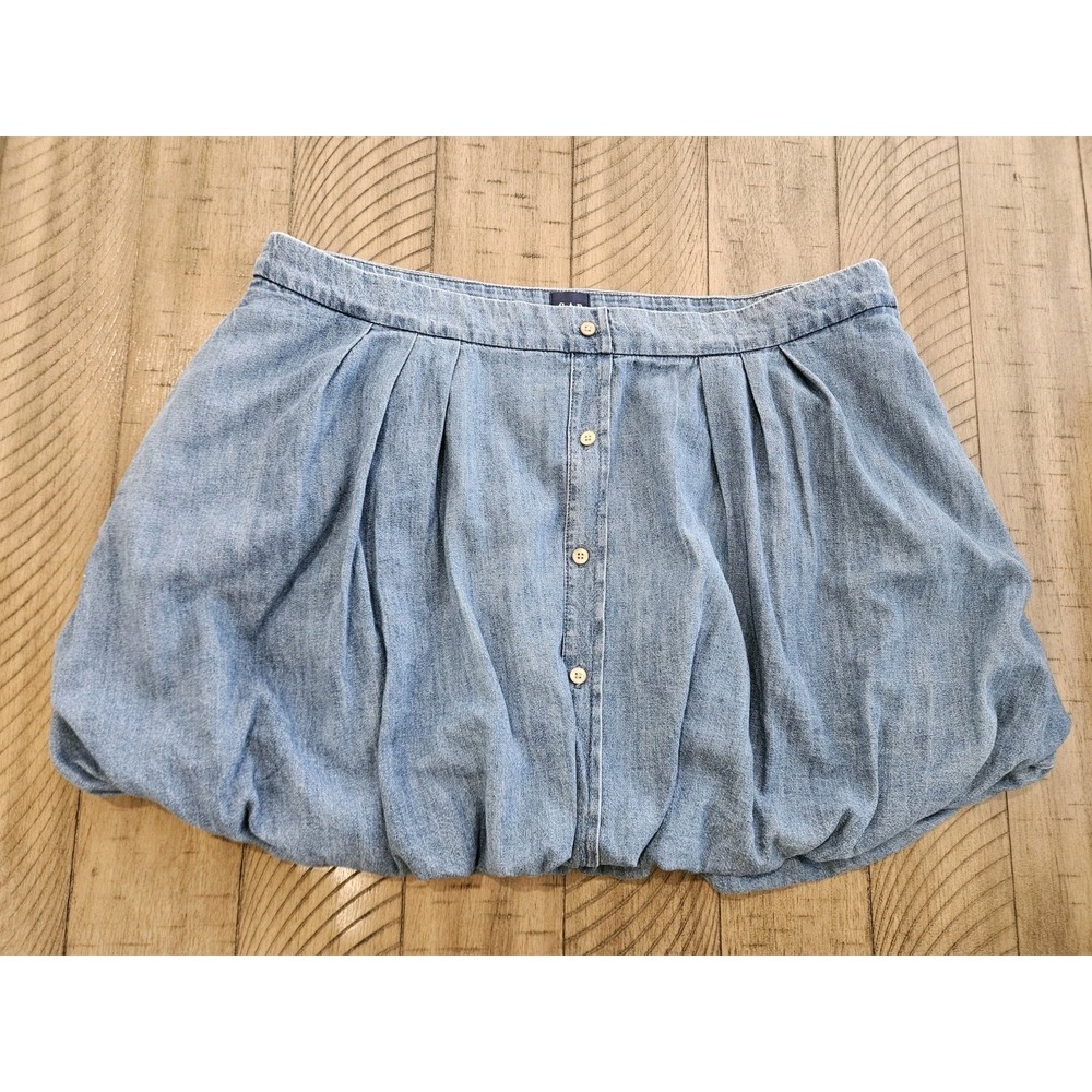 Gap Denim Bubble Skirt 33/16 Dakota Blue Cotton Button Y2K Indie Twee Balletcore